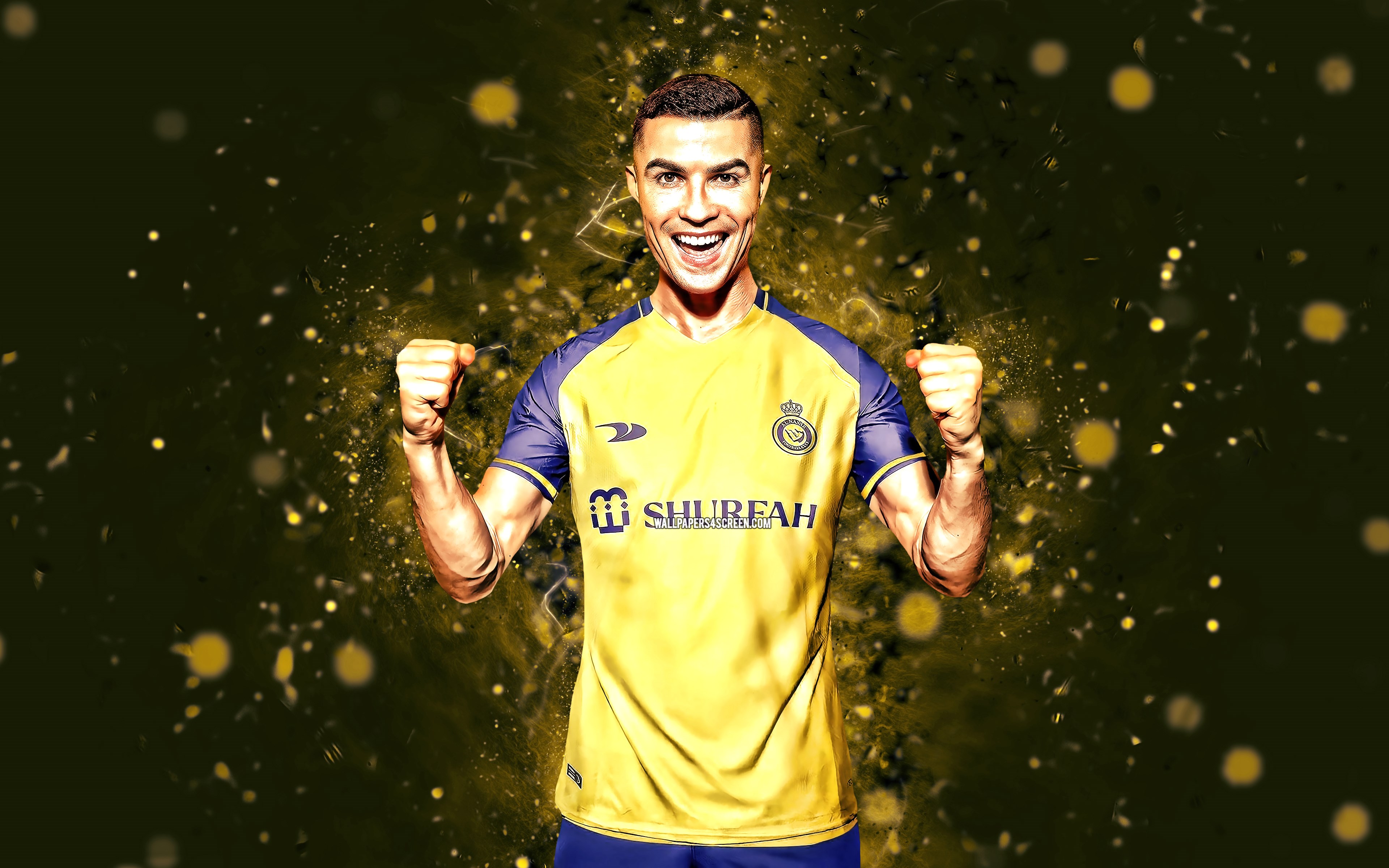Download Wallpapers Cristiano Ronaldo Al Nassr Fc 4k 2022 Yellow