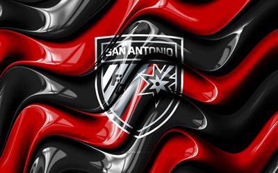 san antonio fc 3d logo, 4k, mustan punaiset 3d aallot, usl, jalkapallo, san antonio fc lippu, luova, san antonio fc  logo, amerikkalainen jalkapalloseura, san antonio fc, usl mestaruus, fc san antonio