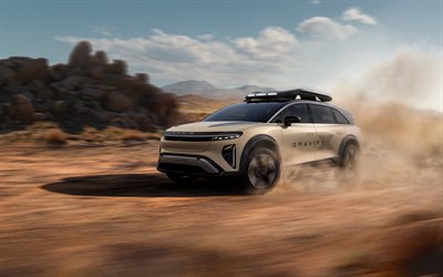 4k, Lucid Gravity X, motion blur, offroad, 2025 cars, SUVs, dust, desert, 2025 Lucid Gravity X, electric cars, american cars, Lucid