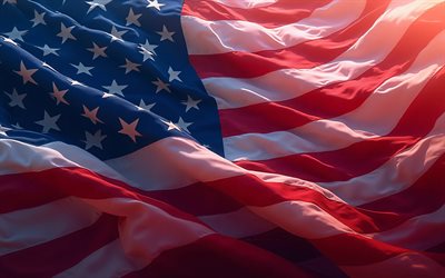 4k, bandera americana, de cerca, 4 de julio, bandera de estados unidos, bandera de tela de ondas 3d, día de la independencia, bandera americana de tela, estados unidos, eeuu, cuatro de julio, bandera de tela de estados unidos