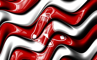logo 3d dei boston red sox, 4k, onde 3d bianche rosse, mlb, baseball, bandiera dei boston red sox, creativo, logo dei boston red sox, emblema dei boston red sox, squadra di baseball americana, boston red sox