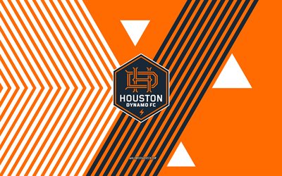 Houston Dynamo logo, 4k, American soccer team, orange black lines background, Houston Dynamo, MLS, USA, line art, Houston Dynamo emblem, football, soccer