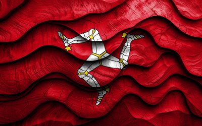 4k, isle of man flagg, europeiska länder, trä 3d  vågor flaggor, dag av isle of man, flagg av isle of man, isle of man träflagga, europa, isle of man national symbols, isle of man