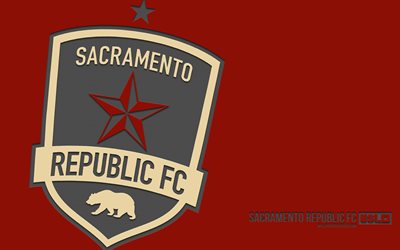 logo sacramento republic fc, 4k, fond rouge, carbone, usl, sacramento republic fc emblem, club de football américain, ligue de football unie, usa, sacramento republic fc, football, république de sacramento, championnat usl