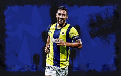 4k, irfan kahveci, fundo azul grunge, fenerbahce fc, super lig, jogadores de futebol turcos, irfan kahveci 4k, futebol, fenerbahce sk, irfan kahveci fenerbahce