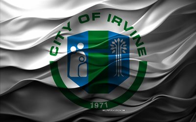 4k, flag di irvine, california, città americane, bandiera 3d irvine, usa, bandiera irvine, texture 3d, giorno di irvine, simboli nazionali americani, 3d art, irvine