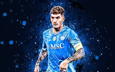 giovanni di lorenzo, 4k, luci al neon blu, ssc napoli, serie a, calciatori italiani, giovanni di lorenzo 4k, napoli, calcio, napoli fc, giovanni di lorenzo napoli