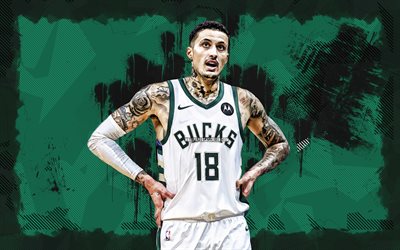 4k, kyle kuzma, vihreä grunge  tausta, milwaukee bucks, nba, amerikkalaiset koripalloilijat, kyle kuzma 4k, koripallo, kansallinen koripalloyhdistys, kyle kuzma milwaukee bucks