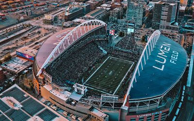 Lumen Field, Seattle, Washington, 2026 FIFA World Cup stadiums, CenturyLink Field, Seattle Seahawks stadium, aerial view, American stadiums, USA, Seattle Seahawks, Seattle cityscape