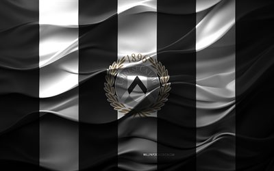 4k, Udinese Calcio logo, white black 3d background, Serie A, Udinese Calcio emblem, Italian football team, Udinese Calcio flag, 3d texture, Italy, Udinese Calcio, football, soccer, Udinese