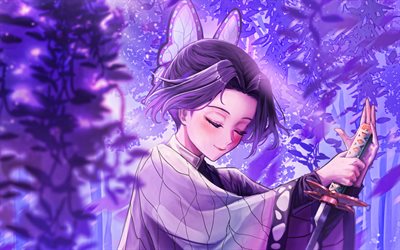 4k, 忍kocho, 夜, kimetsu no yaiba, 剣, 着物, 漫画, 主人公, ムイチロ, 小川忍, 鬼滅の刃, 忍kocho yaiba