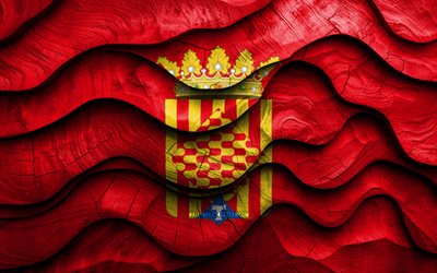 4k, Tarragona flag, Provinces of Spain, wooden 3D waves flags, Day of Tarragona, flag of Tarragona, Spain, Tarragona wooden flag, Europe, spanish provinces, Tarragona