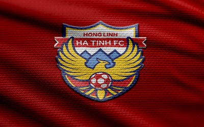 hong linh ha tinh fc फैब्रिक लोगो, 4k, लाल कपड़े की पृष्ठभूमि, वी लीग 1, bokeh, फुटबॉल, हांग लिन्ह हा तिन्ह एफसी लोगो, फ़ुटबॉल, हांग लिन्ह हा तिन्ह एफसी प्रतीक, हांग लिन्ह हा तिन्ह एफसी, वियतनामी फुटबॉल क्लब, हांग लिन्ह हा तिन्ह