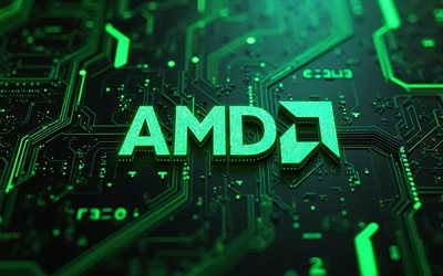 logo green glitter green, 4k, fond noir en haute technologie, microcircuits, chef d'orchestre, marques électroniques, créatif, logo amd sur le microcircuit, marques, logo abstrait amd, œuvres d'art, logo amd, dmla