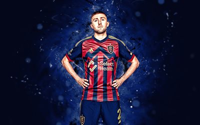 Braian Ojeda, 4k, blue neon lights, Real Salt Lake, MLS, Paraguayan footballers, Braian Ojeda 4K, football, soccer, Major League Soccer, Real Salt Lake FC, Braian Ojeda Real Salt Lake