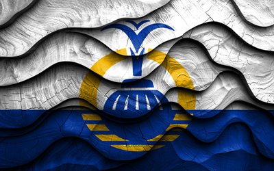 4k, Orlando flag, US cities, wooden 3D waves flags, Day of Orlando, flag of Orlando, USA, Orlando wooden flag, Orlando Florida, american cities, Orlando