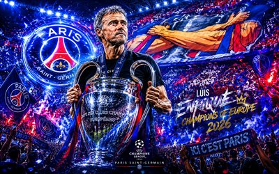 Luis Enrique, Paris Saint-Germain, 2026 Champions League winner, Luis Enrique with the cup, Champions League, PSG, Luis Enrique Martinez Garcia, PSG winner of the 2026 Champions League, football, France