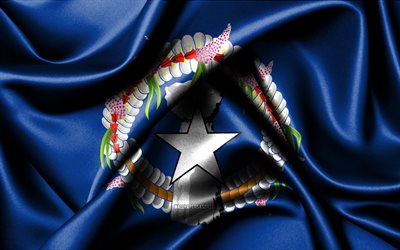 علم جزر ماريانا الشمالية, 4k, دول المحيط, أعلام النسيج, يوم جزر ماريانا الشمالية, أعلام الحرير متموجة, أوقيانوسيا, الرموز الوطنية لجزر ماريانا الشمالية, جزر مريانا الشمالية