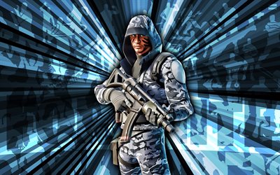 4k, chillout fortnite, blå strålar bakgrund, chillout skin, abstrakt konst, fortnite chillout skin, fortnite karaktärer, chillout, fortnite, kreativ konst