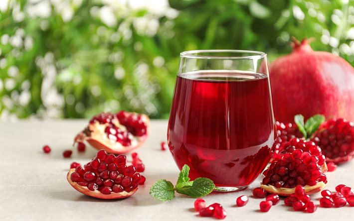 pomegranate juice, red juice, glass of pomegranate juice, healthy drinks, pomegranate, juices