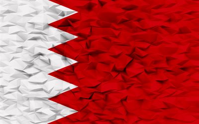 bahrainin lippu, 4k, 3d monikulmion tausta, 3d polygonirakenne, bahrainin päivä, 3d bahrainin lippu, bahrainin kansalliset symbolit, 3d taide, bahrain, aasian maat
