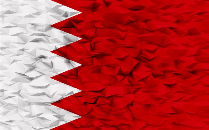 bahrainin lippu, 4k, 3d monikulmion tausta, 3d polygonirakenne, bahrainin päivä, 3d bahrainin lippu, bahrainin kansalliset symbolit, 3d taide, bahrain, aasian maat