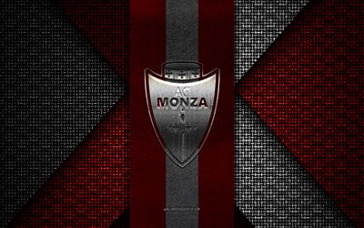 AC Monza, Serie A, red white knitted texture, AC Monza logo, Italian football club, AC Monza emblem, football, Monza, Italy