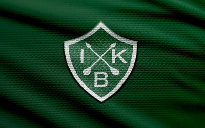 logo en tissu ik brage, 4k, contexte de tissu vert, supettan, bokeh, football, logo ik brage, ik brage emblem, suède, brage ik, club de football suédois, brage fc
