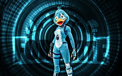blue quackling fortnite, 4k, blauer spiralhintergrund, fortnite, kreativ, blaue quacksalberhaut, fortnite blue quackling haut, blue quackling, fortnite  charaktere