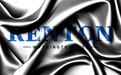 Renton flag, 4K, american cities, fabric flags, Day of Renton, flag of Renton, wavy silk flags, USA, cities of America, cities of Washington, US cities, Renton Washington, Renton