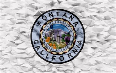 Flag of Fontana, California, 4k, American cities, 3d polygon background, Fontana flag, 3d polygon texture, Day of Fontana, 3d Fontana flag, American national symbols, 3d art, Fontana, USA