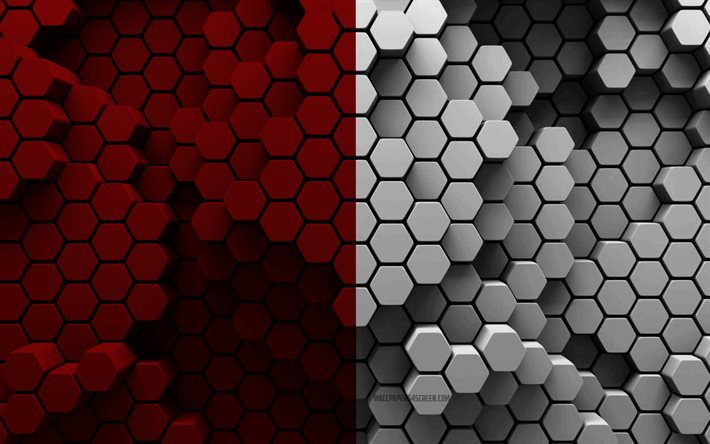 4k, Flag of County Galway, Counties of Ireland, 3d hexagon background, Day of County Galway, 3d hexagon texture, Galway flag, Irish national symbols, County Galway, 3d Galway flag, Galway, Ireland