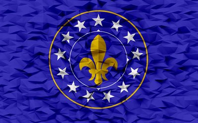 bandiera di louisville, kentucky, 4k, città americane, sfondo poligono 3d, struttura del poligono 3d, giorno di louisville, bandiera 3d di louisville, simboli nazionali americani, arte 3d, louisville, usa