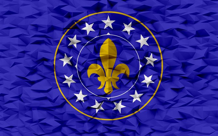 Flag of Louisville, Kentucky, 4k, American cities, 3d polygon background, Louisville flag, 3d polygon texture, Day of Louisville, 3d Louisville flag, American national symbols, 3d art, Louisville, USA