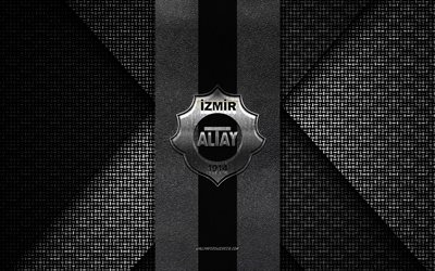 altay sk, tff first league, preto e branco textura de malha, 1 lig, altay sk logotipo, turco clube de futebol, altay sk emblema, futebol, izmir, a turquia