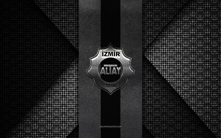 Altay SK, TFF First League, black and white knitted texture, 1 Lig, Altay SK logo, Turkish football club, Altay SK emblem, football, Izmir, Turkey