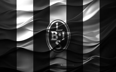 4k, logotipo de landskrona bois, fondo 3d blanco negro, superette, landskrona bois emblema, logotipo de bois, equipo de fútbol sueco, bandera de landskrona bois, textura 3d, suecia, landskrona bois, fútbol americano, fútbol, bois