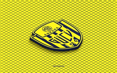4k, Ankaragucu isometric logo, 3d art, Turkish football club, isometric art, Ankaragucu, yellow background, Super Lig, Turkey, football, isometric emblem, Ankaragucu logo