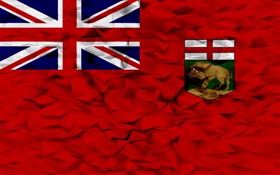 Flag of Manitoba, 4k, provinces of Canada, 3d polygon background, Manitoba flag, 3d polygon texture, Day of Manitoba, 3d Manitoba flag, Canadian national symbols, 3d art, Manitoba, Canada