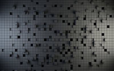 grå 3d kuber, 3d texturer, kreativ, bakgrund med kuber, tärningar texturer, kuber mönster, 3d kuber