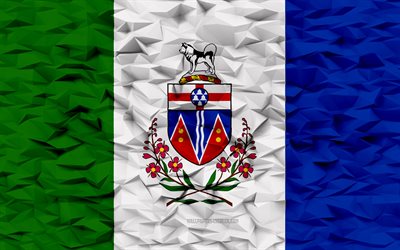 Flag of Yukon, 4k, provinces of Canada, 3d polygon background, Yukon flag, 3d polygon texture, Day of Yukon, 3d Yukon flag, Canadian national symbols, 3d art, Yukon, Canada