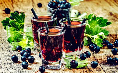 currant juice, glasses of juice, currant, berries juice, currant drink