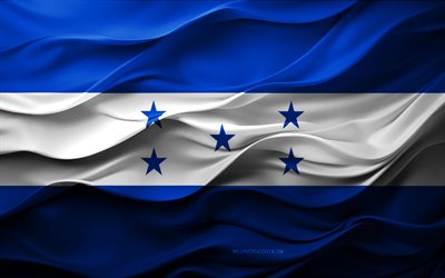 4k, Flag of Honduras, North America countries, 3d Honduras flag, North America, Honduras flag, 3d texture, Day of Honduras, national symbols, 3d art, Honduras