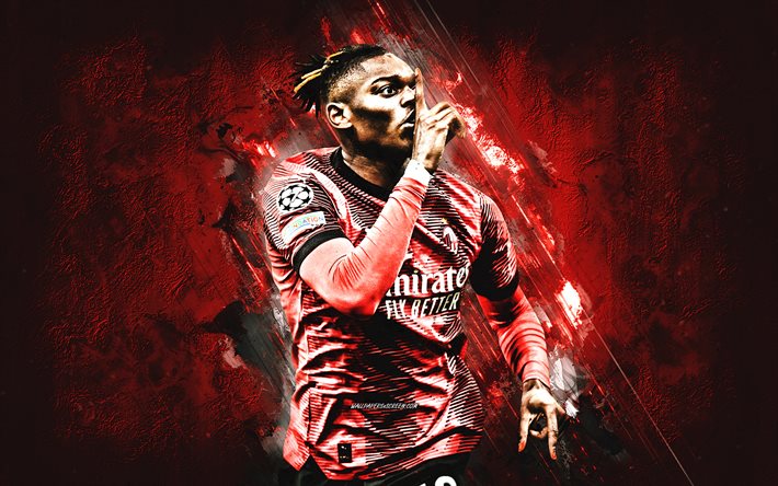 Rafael Leao, AC Milan, Portuguese football player, red stone background, Serie A, Italy, football