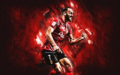 Vedat Muriqi, RCD Mallorca, Kosovar football player, red stone background, LaLiga, Spain, football