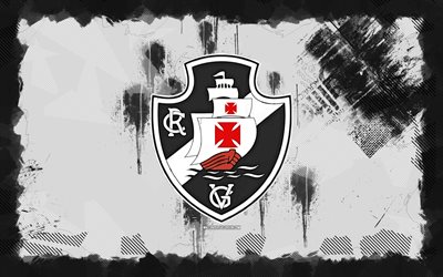 vasco da gama grunge  logo, 4k, brasilialainen serie a, valkoinen grunge  tausta, jalkapallo, vasco da gama  tunnus, vasco da gama  logo, vasco da gama fc, brasilian jalkapalloseura, vasco da gama
