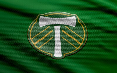 شعار نسيج بورتلاند تيمبرز, 4k, خلفية النسيج الأخضر, mls, خوخه, كرة القدم, شعار بورتلاند تيمبرز, portland timbers emblem, بورتلاند تيمبرز, نادي كرة القدم الأمريكي, بورتلاند تيمبرز fc