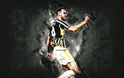 Federico Gatti, Juventus FC, Italian football player, white stone background, Serie A, Italy, football, Juve