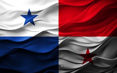 4k, bandera de panamá, países de américa del norte, bandera 3d de panamá, américa del norte, textura 3d, día de panamá, símbolos nacionales, arte 3d, panamá