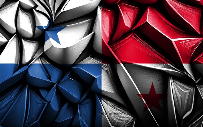 Flag of Panama, 4k, 3d creative texture, Panama 3d flag, North America, Panama flag, 3d art, Panama